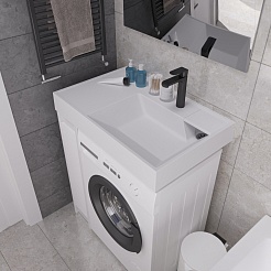 Madera Раковина над стиральной машиной Vega 80 R белая – фотография-9